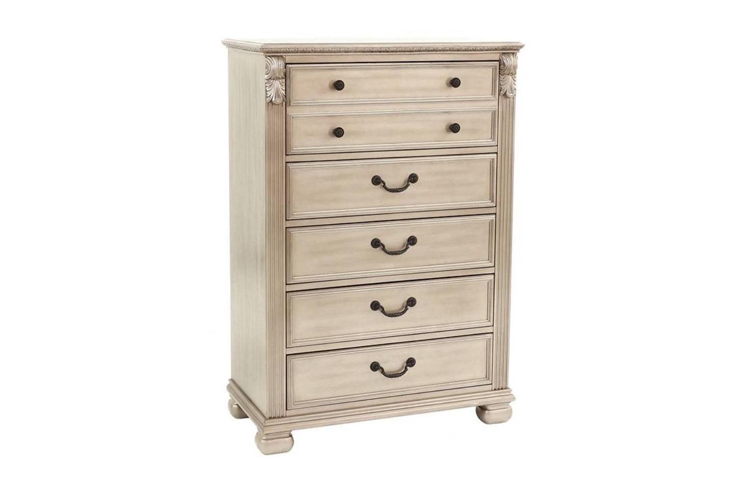 Antique Silver 1pc Chest Of Drawers Storage Bedroom Furniture Traditional Classic Style Chest