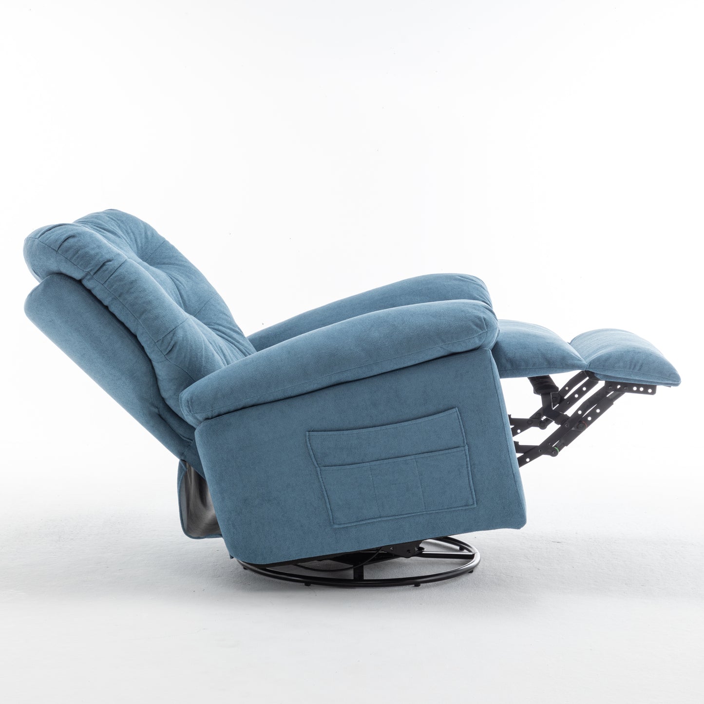 Blue Relaxing Recliner Chair,Soft Artificial Fleece, Overstuffed, Swivel, Glider, Side Pocket