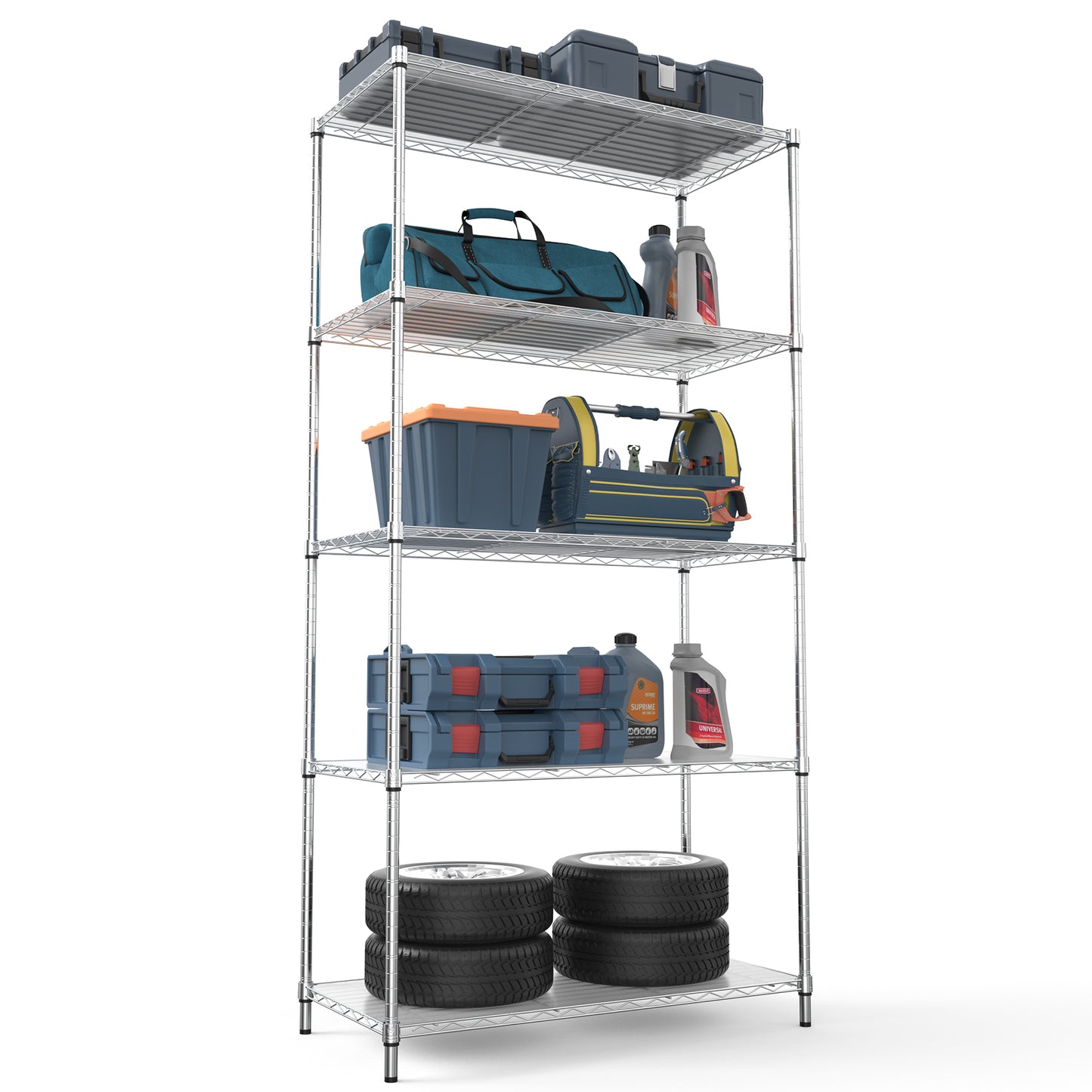 5 Tier Shelf Wire Shelving Unit - 5T-1636-C-LKJ, 72H