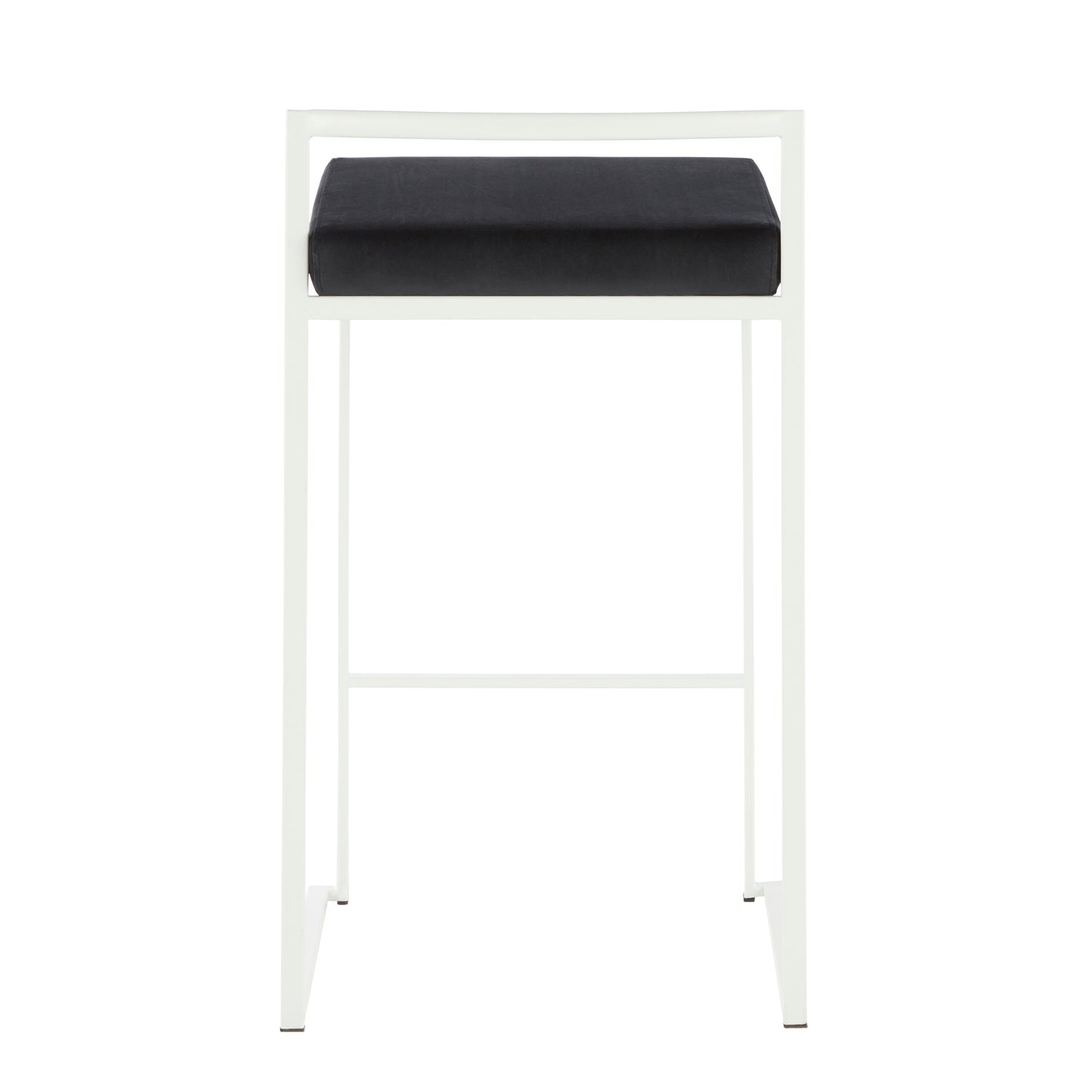 Fuji Contemporary Stackable Counter Stool in White with Black Velvet Cushion by LumiSource - Set of 2