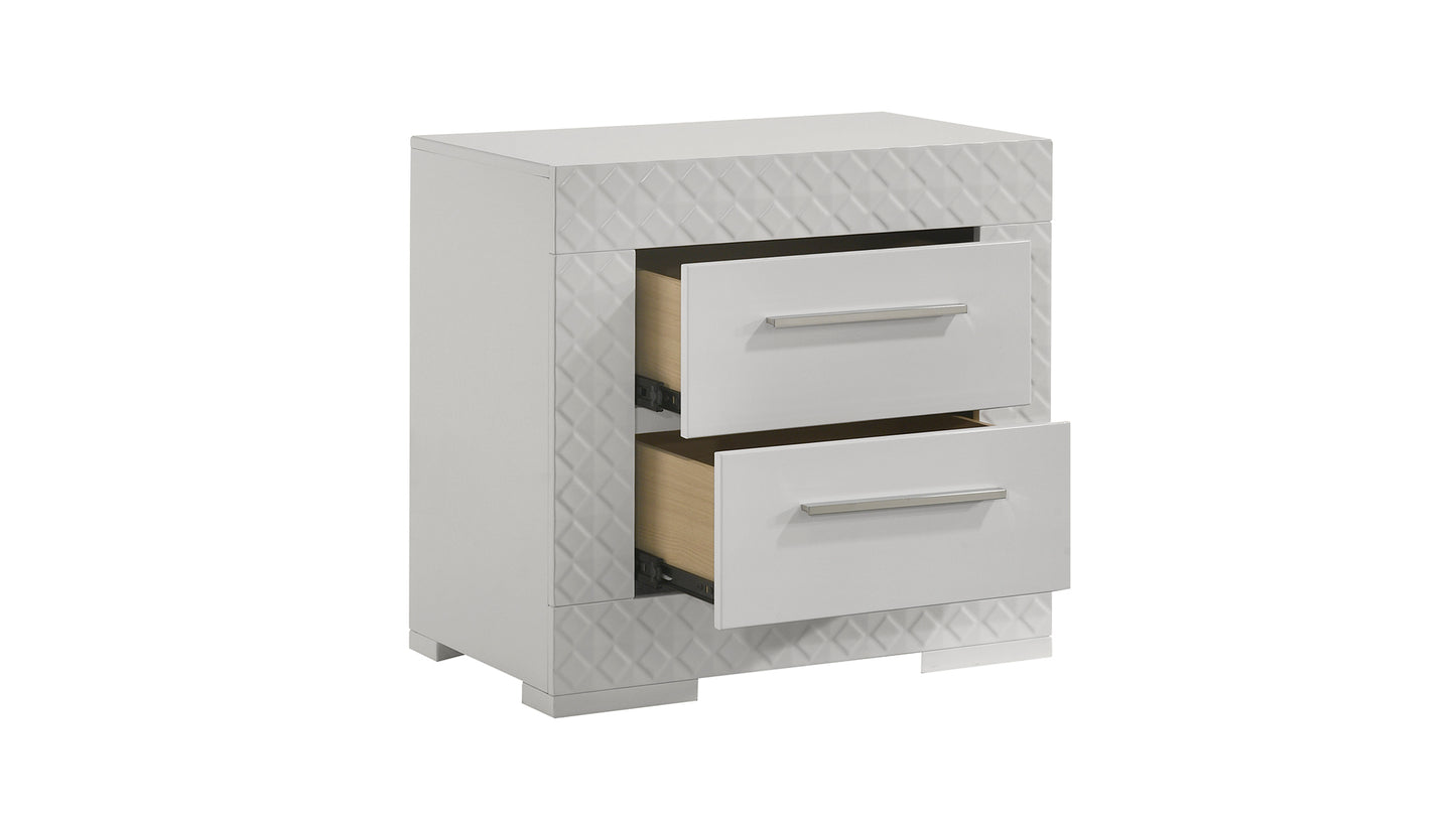 Blanca Modern Style 2-Drawer Night stand Made with Wood in White