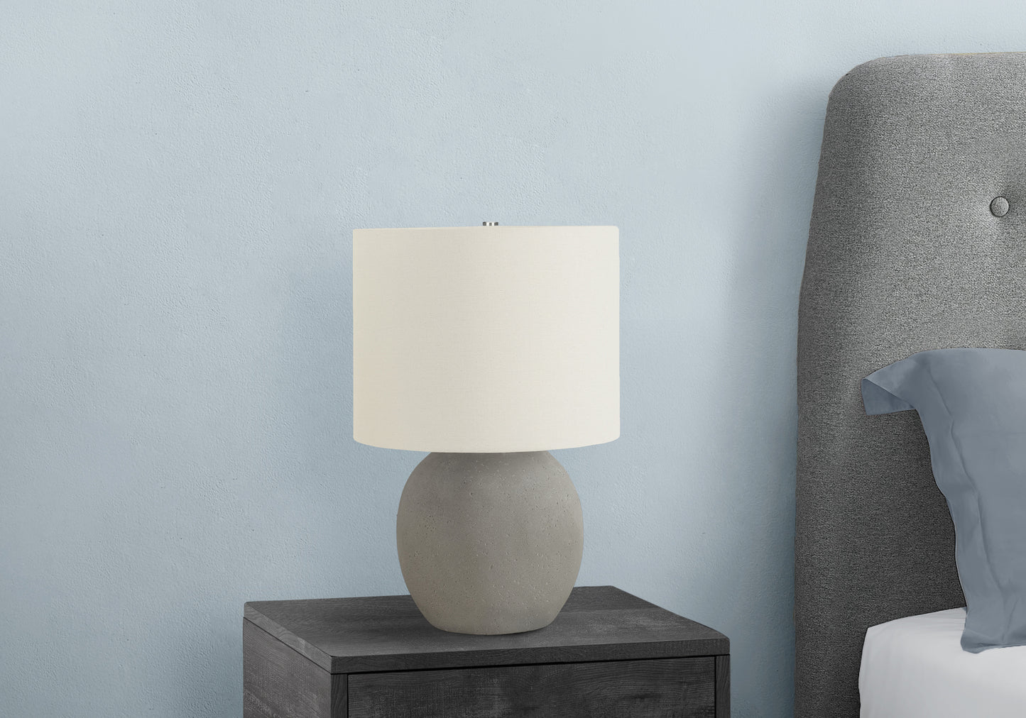 Lighting, 20"h, Table Lamp, Grey Concrete, Ivory / Cream Shade, Contemporary