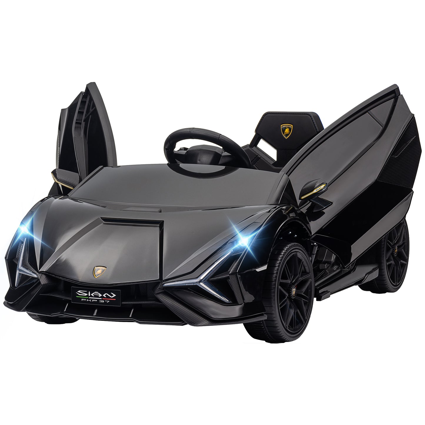 Aosom 12V Ride on Car, Lamborghini SIAN Licensed Battery Powered Electric Car for Kids with Remote Control, Horn, Music, & Headlights, Black