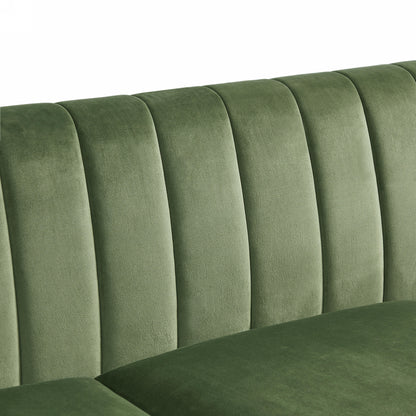 Mid Century Modern Chesterfield  LOVE SEAT couch, Comfortable Upholstered sofa with Velvet Fabric and Wooden Frame and Wood Legs for Living Room/Bed Room/Office Green --2 Seats