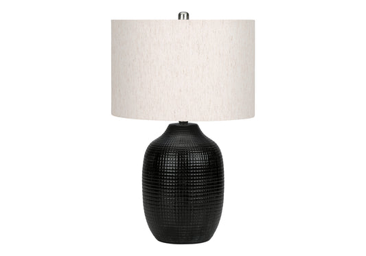 Lighting, 26"h, Table Lamp, Black Ceramic, Ivory / Cream Shade, Contemporary