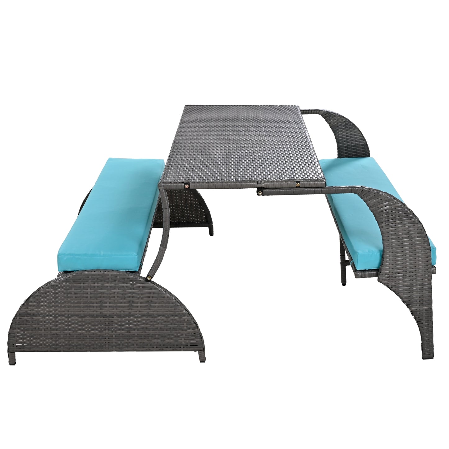 U_STYLE Versatile outdoor loveseat that converts to four seats and a table, suitable for gardens and lawns