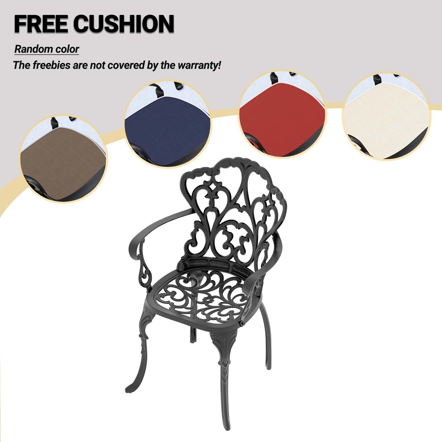 (Cushions In  Random Colors)5-Piece Set Of Cast Aluminum Patio Furniture With  Cushions