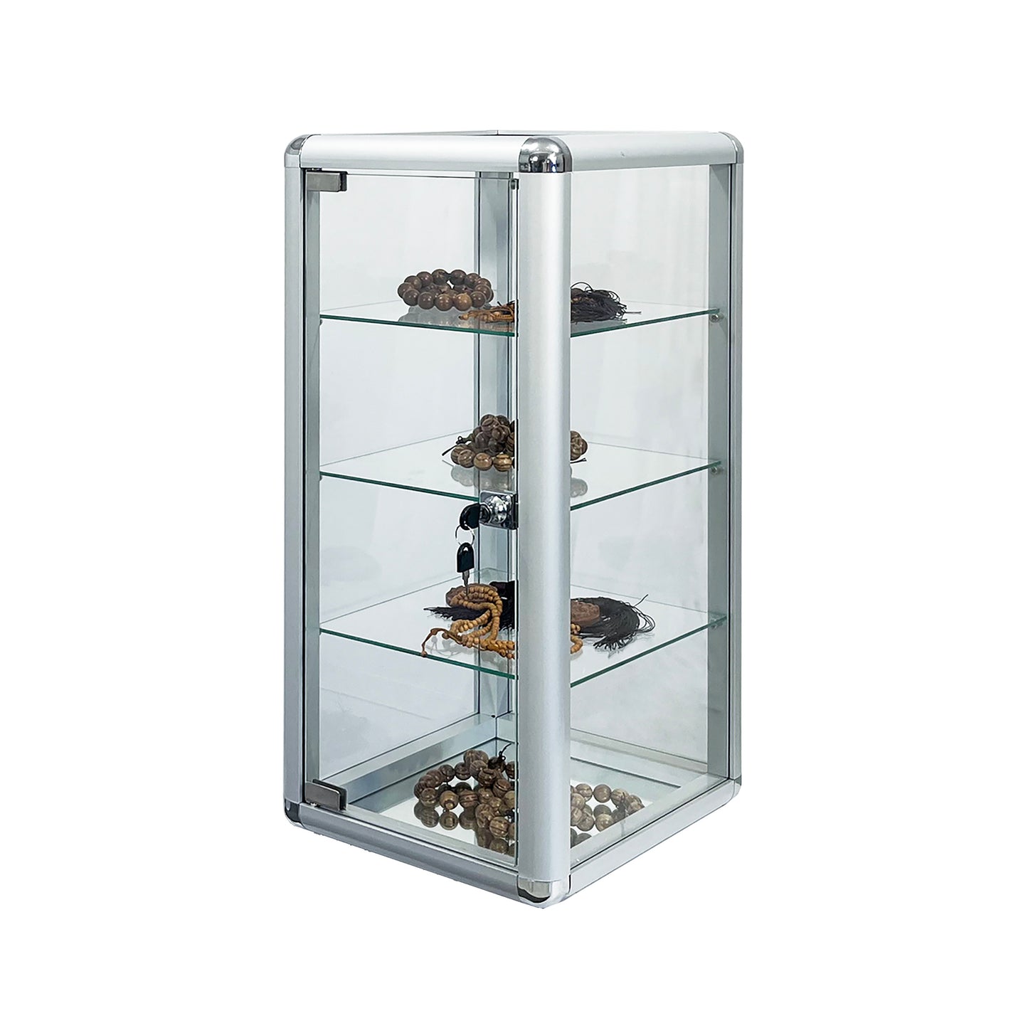 Tempered Glass Counter Top Display Showcase with Sliding Glass Door and Lock,Standard Aluminum Framing with Sliding Glass Door and Lock-display cabinet