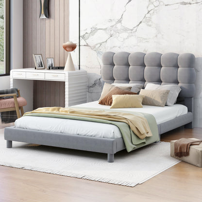 Twin Size Upholstered Platform Bed with Soft Headboard,Gray