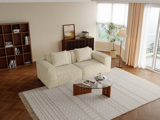 modular sofa can be converted into an oversized sofa bed Free conversion sofa set flexible configuration, soft corduroy cloud velvet fabric two person combination-cream