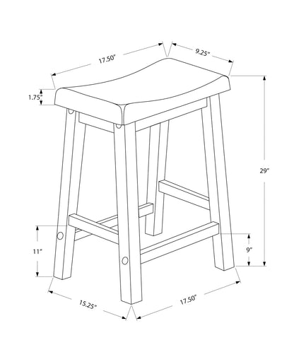 Bar Stool, Set Of 2, Bar Height, Saddle Seat, White Wood, Contemporary, Modern