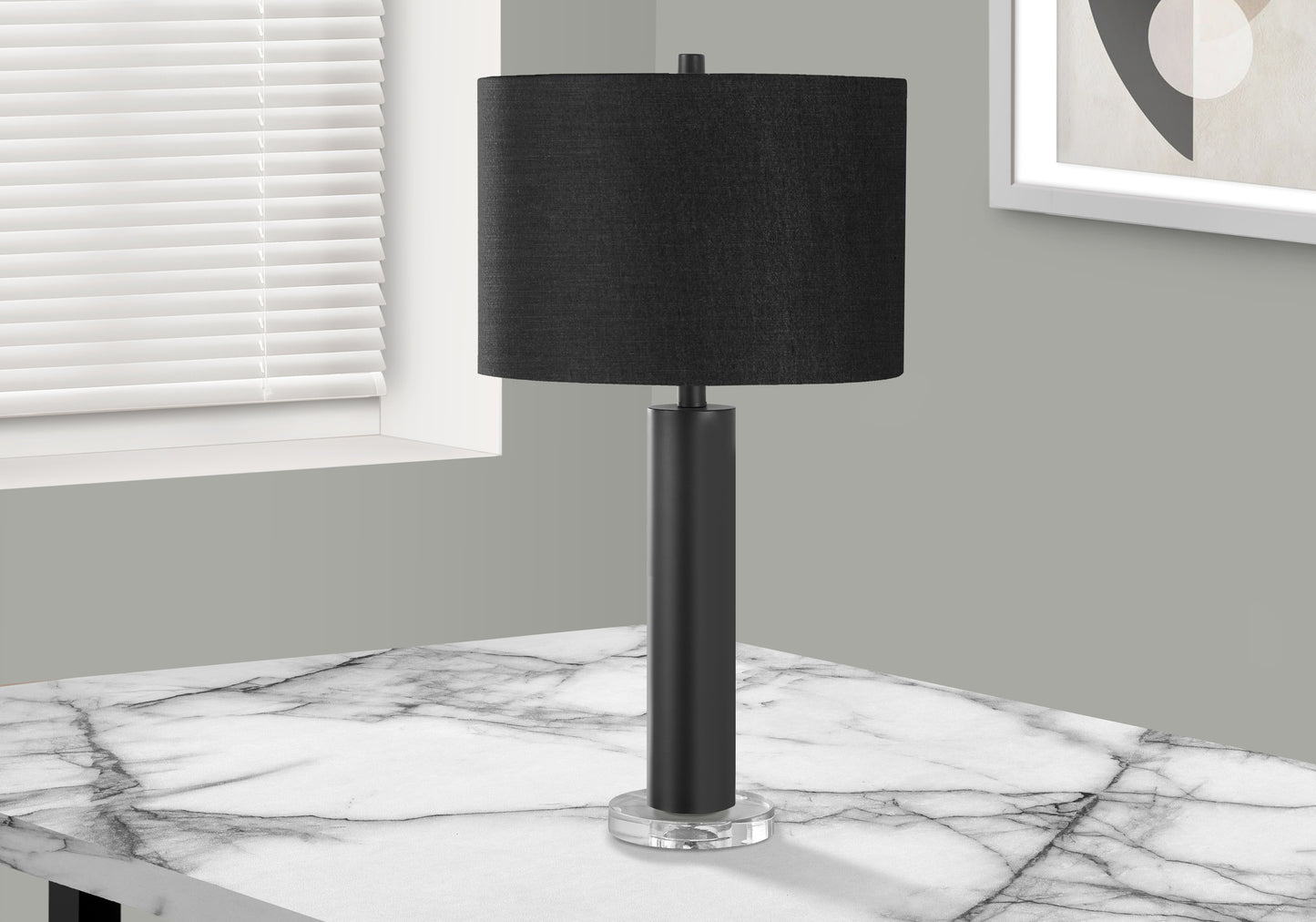 Lighting, 28"h, Table Lamp, Black Metal, Black Shade, Contemporary