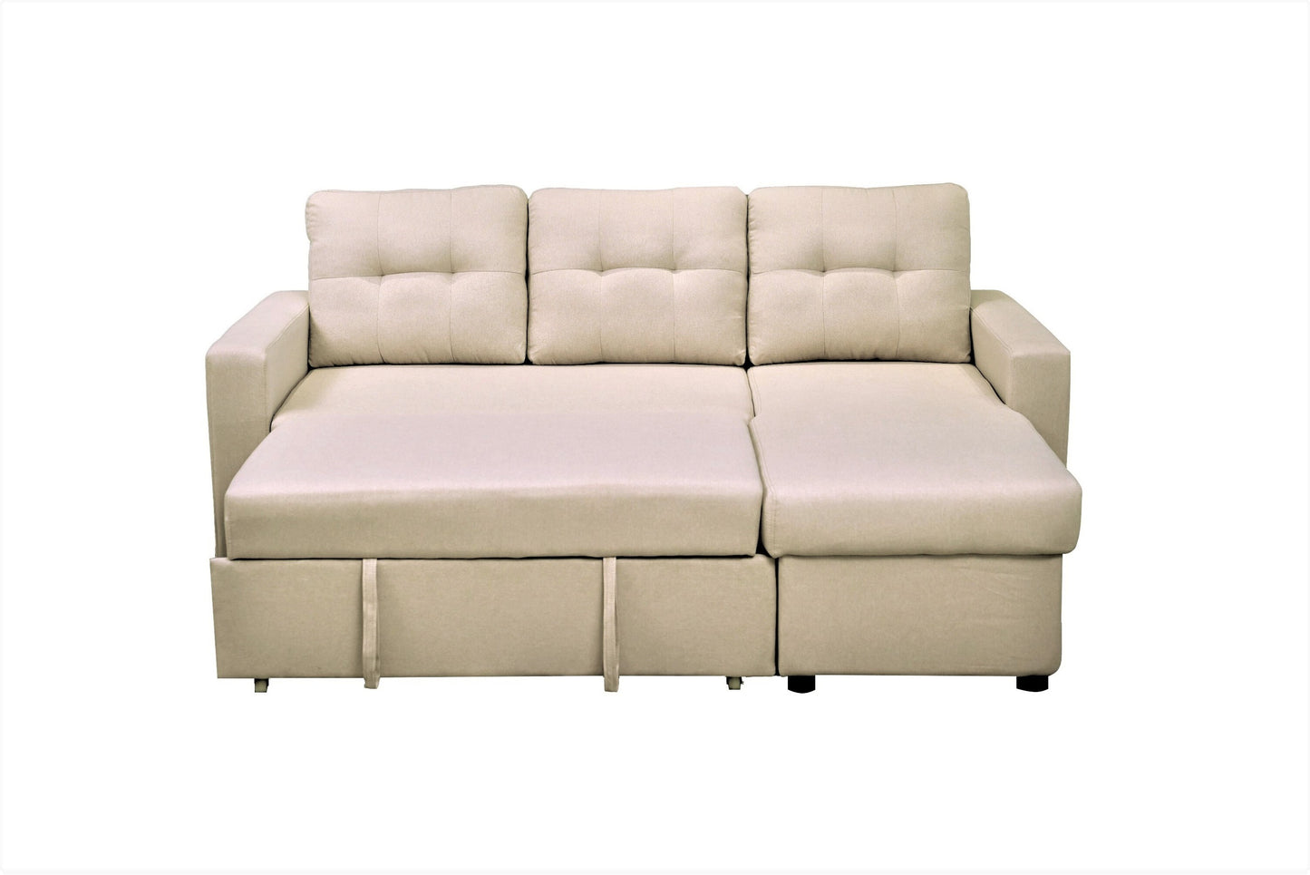Container Furniture Direct Convertible L-Shaped Sectional Sleeper Sofa Bed, Stylish Apartment Furniture, Saving Pull Out Couch for Small Spaces and Living Rooms, Beige