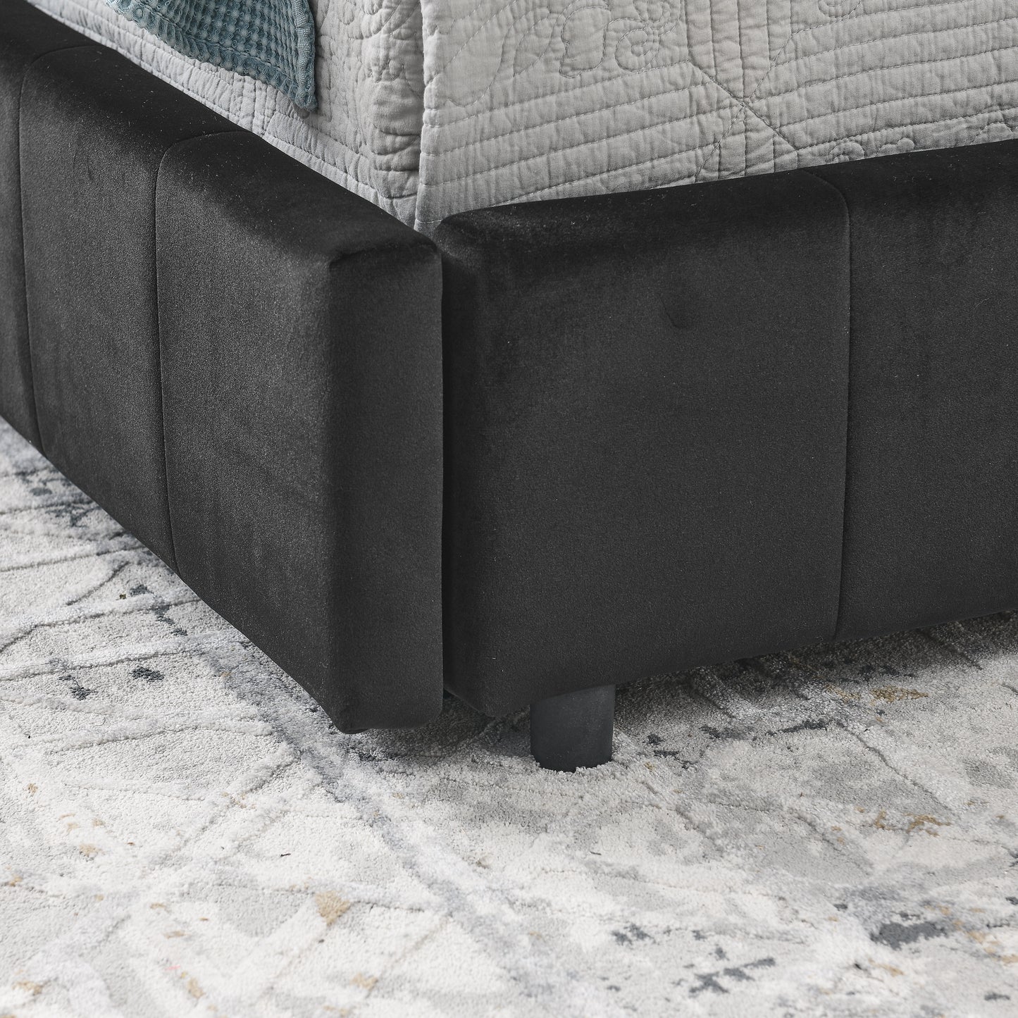 Full Size Storage Upholstered Tufted Bed Frame, Sofa Bed Frame with Comfortable Backrest and Armrests, Full Size Bed for Bedroom, Living Room,Velvet, BLACK(80.5''*59''*29.5'')