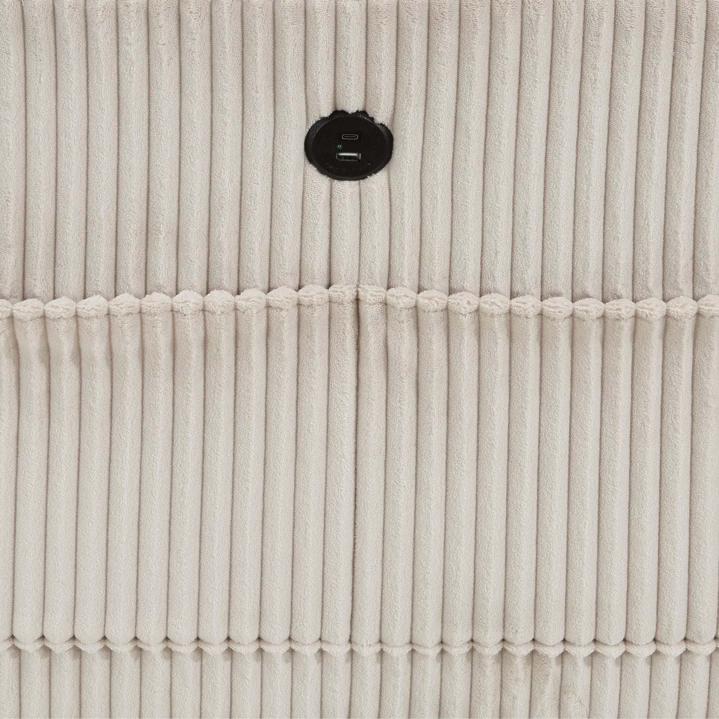 6-Piece Modular Sectional with Storage Seats, Side Pockets, Charging Ports Beige Corduroy Fabric Modern Living Room Sectional Couch Solid Wood Furniture