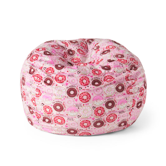 Puff-Puff 3 foot Rounded Bean Bag, Pink Donut Print