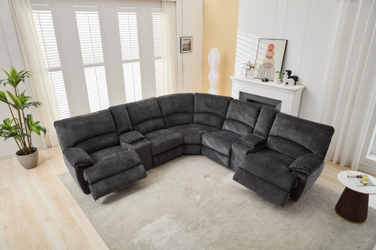 M075 Power reclining Sectional sofa with wireless charger GREY color