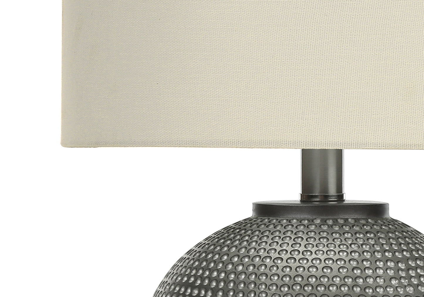 Lighting, 19"h, Table Lamp, Grey Resin, Ivory / Cream Shade, Modern