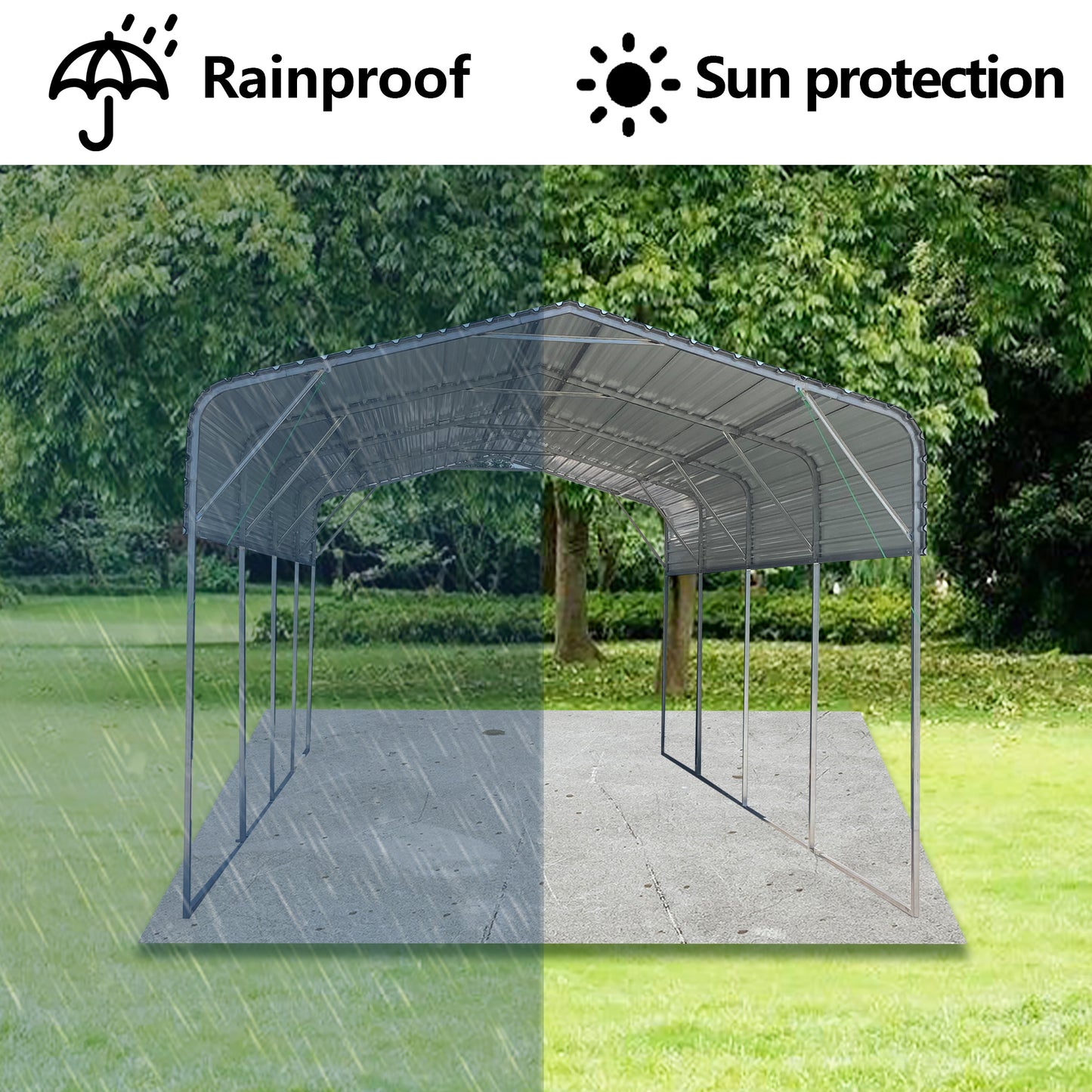 Metal Carport 11x19 FT Heavy Duty with Galvanized Steel Roof