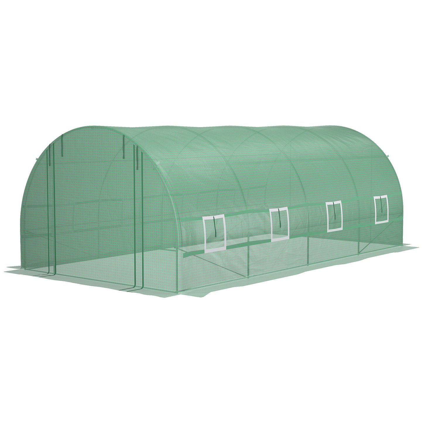 Outsunny 19' x 10' x 7' Walk-In Tunnel Greenhouse with Zippered Door & 8 Mesh Windows, Large Garden Hot House Kit, Galvanized Steel Frame, Green