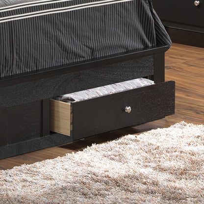 Transitional Black King Storage Bed