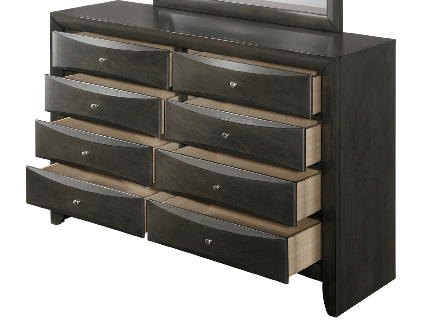 1Pc Contemporary 8 Drawer Dresser Gray Finish Solid Wood Wooden Bedroom Furniture