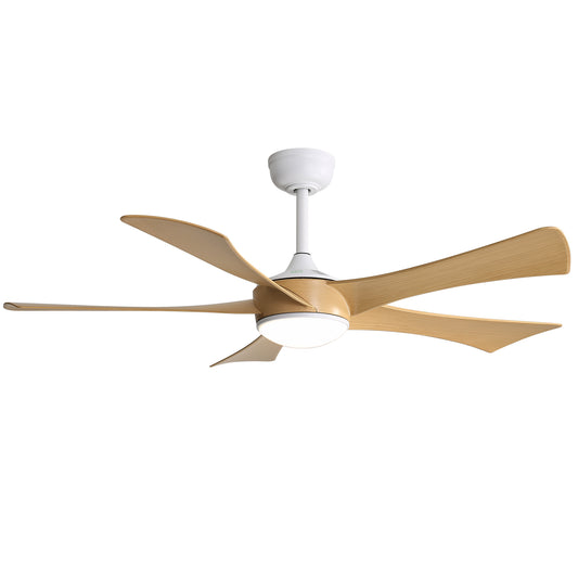 52 Inch Modern Ceiling Fan with 22W LED Light and Remote Control 5 ABS Blades for Living Room