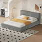 Queen Size Upholstered Platform Bed with Velvet Fabric, Grounded Bed with Solid Frame, Gray