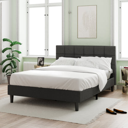 Upholstered Platform Bed Square Stitch - Queen