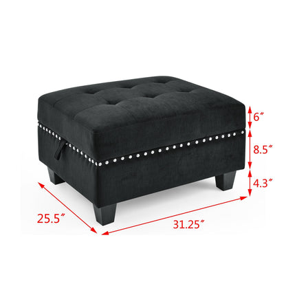 U shape Modular Sectional Sofa,DIY Combination,includes Two Single Chair ,Two Corner and Two Ottoman,Black Velvet.