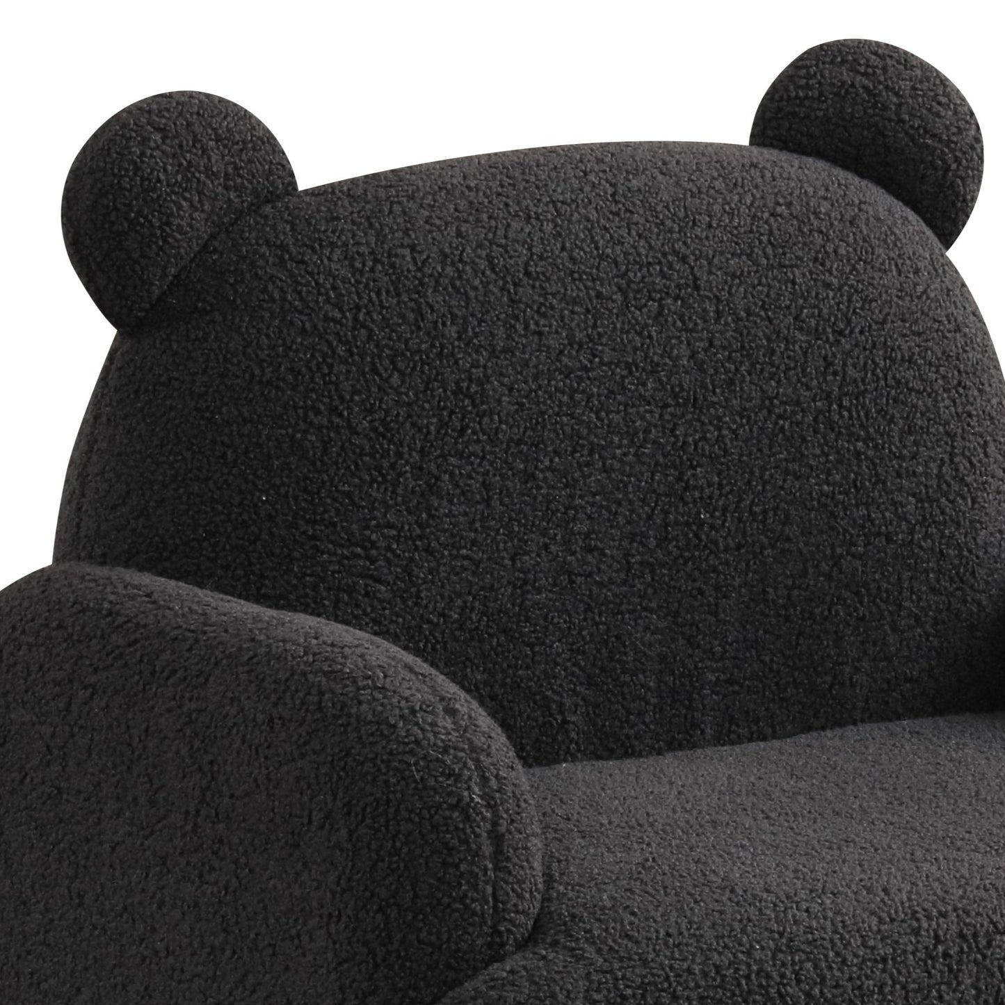 Raelynn 25.5"W Black Sherpa Bear-Shaped Kids Armchair