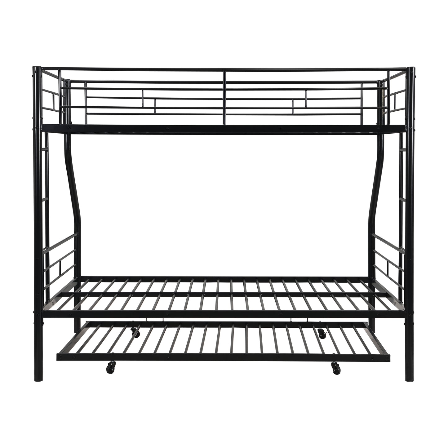 Twin Over Full with trundle Metal Bunk Bed , No Box Spring Needed, Easy Assemble