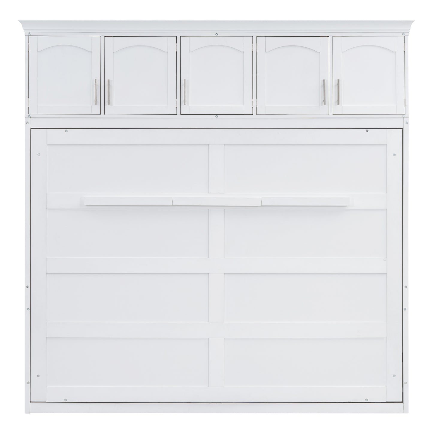 Full Size Murphy Bed Wall Bed with Top Cabinets,White