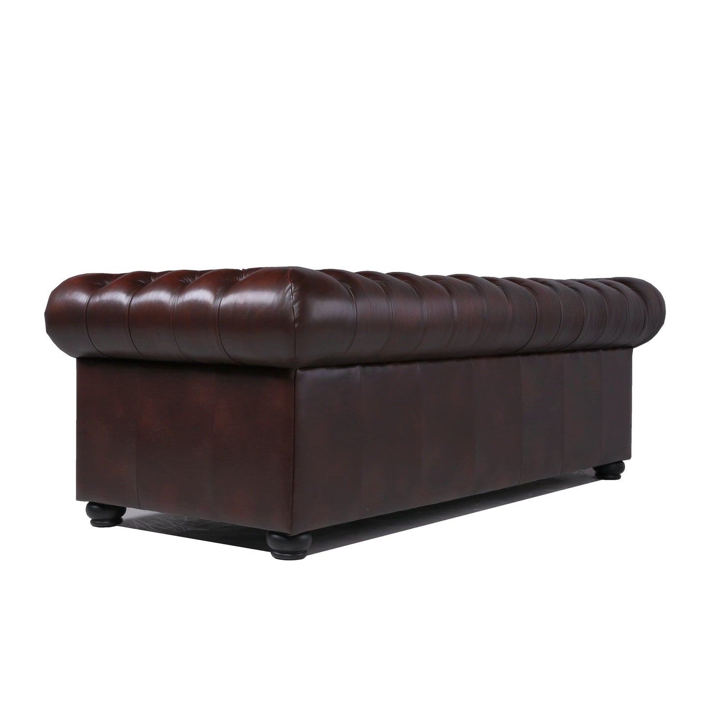 Traditional Tufted Leather Chesterfield Nailhead Sofa