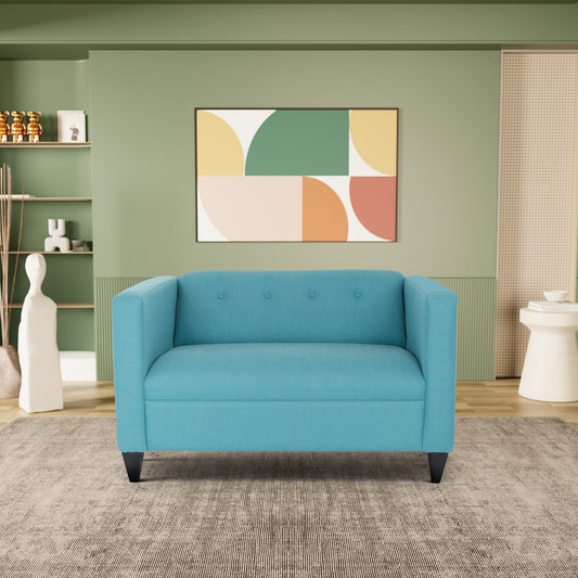 Teal Loveseat Sofa for Living Room, Modern Décor Love Seat Mini Small Couches for Small Spaces and Bedroom with Solid Wood Frame (Polyester Nylon)