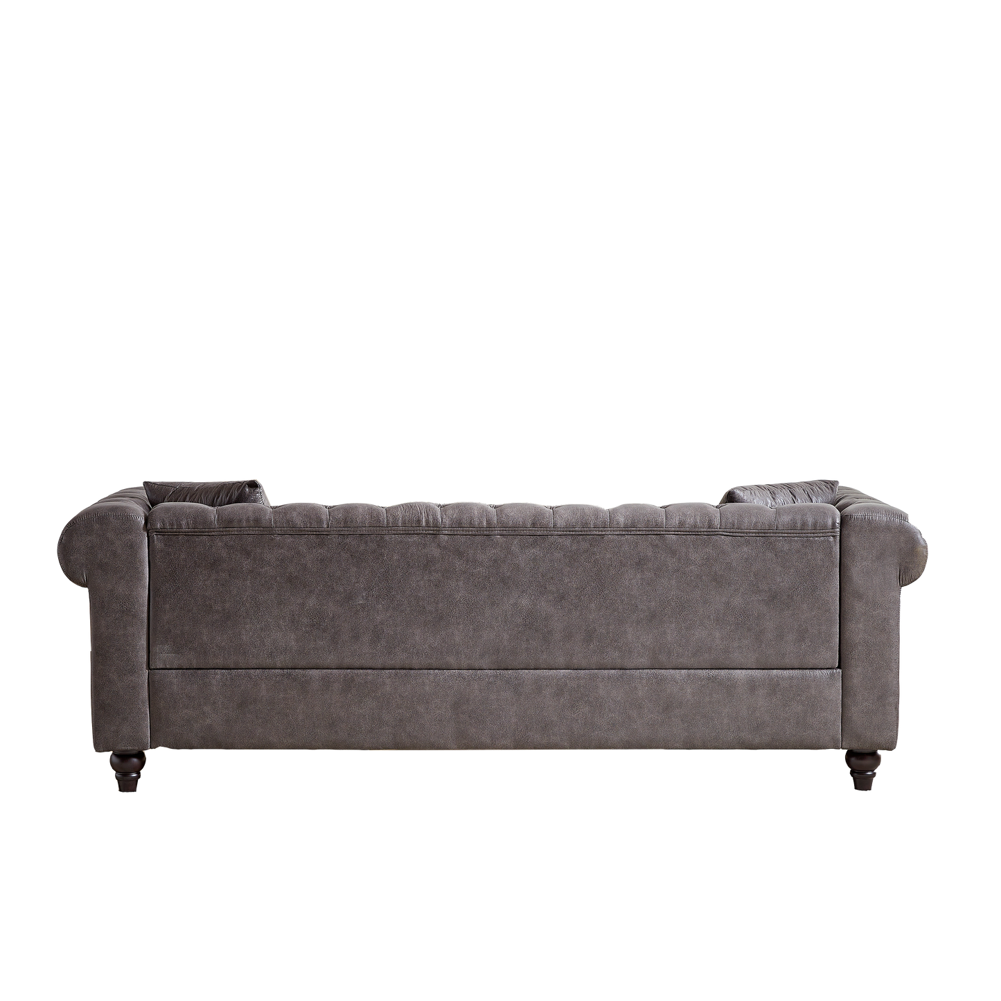 FX 85.5"Living Room with Tech Fabric Chesterfield Sofa with Rolled Arms 3 Seater Sofa with Button Design and 2 Cushions for Apartment, Office, Living Room