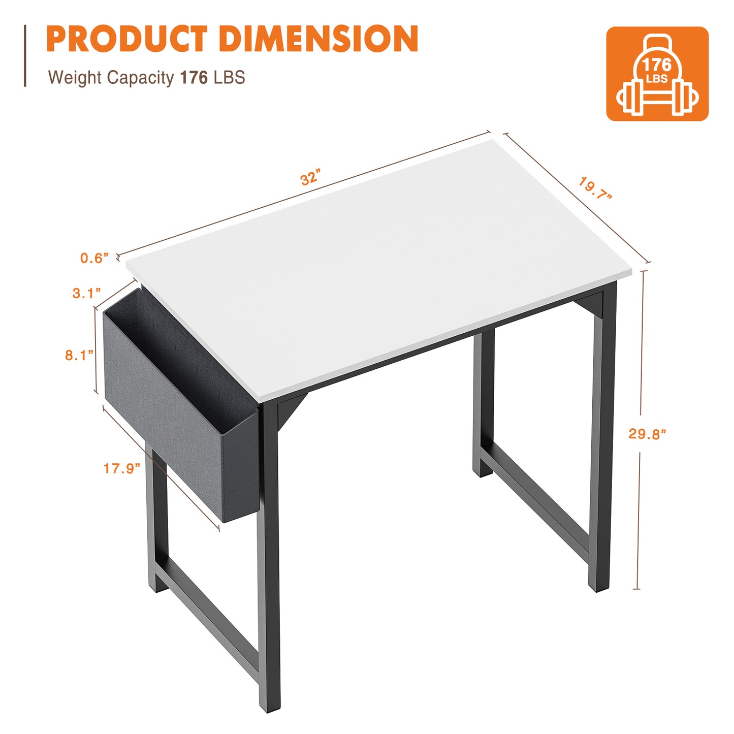 Modern Simple Style Wooden Work Office Desks with Storage,31 Inch,white