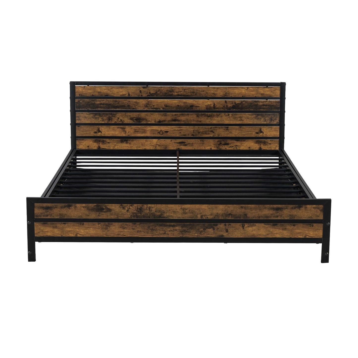 Queen Size Metal Platform Bed with Underneath Storage, Black