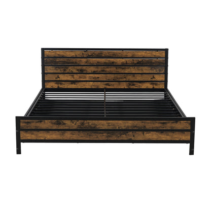 Queen Size Metal Platform Bed with Underneath Storage, Black