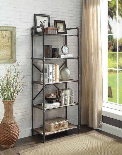 Itzel Antique Oak & Sandy Gray Finish Bookshelf