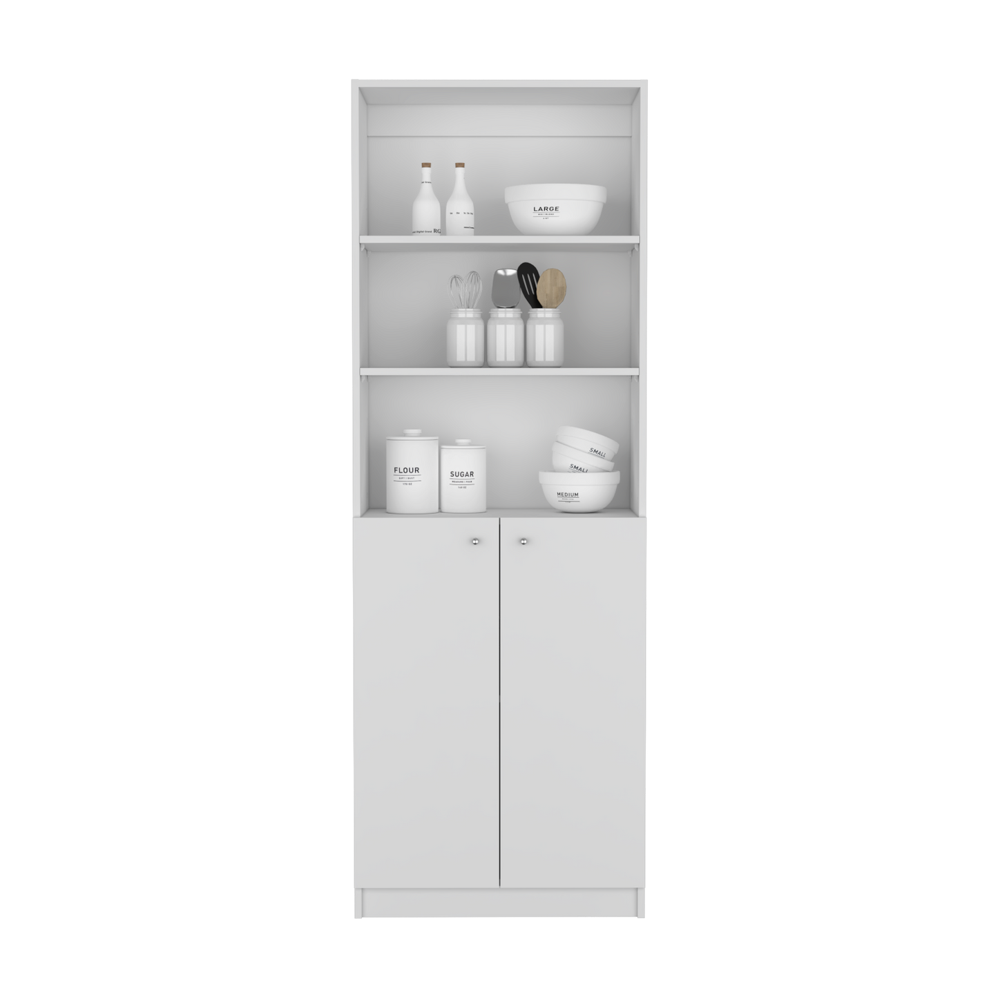 Bookcase Dual-Door Benzoni, Office, White