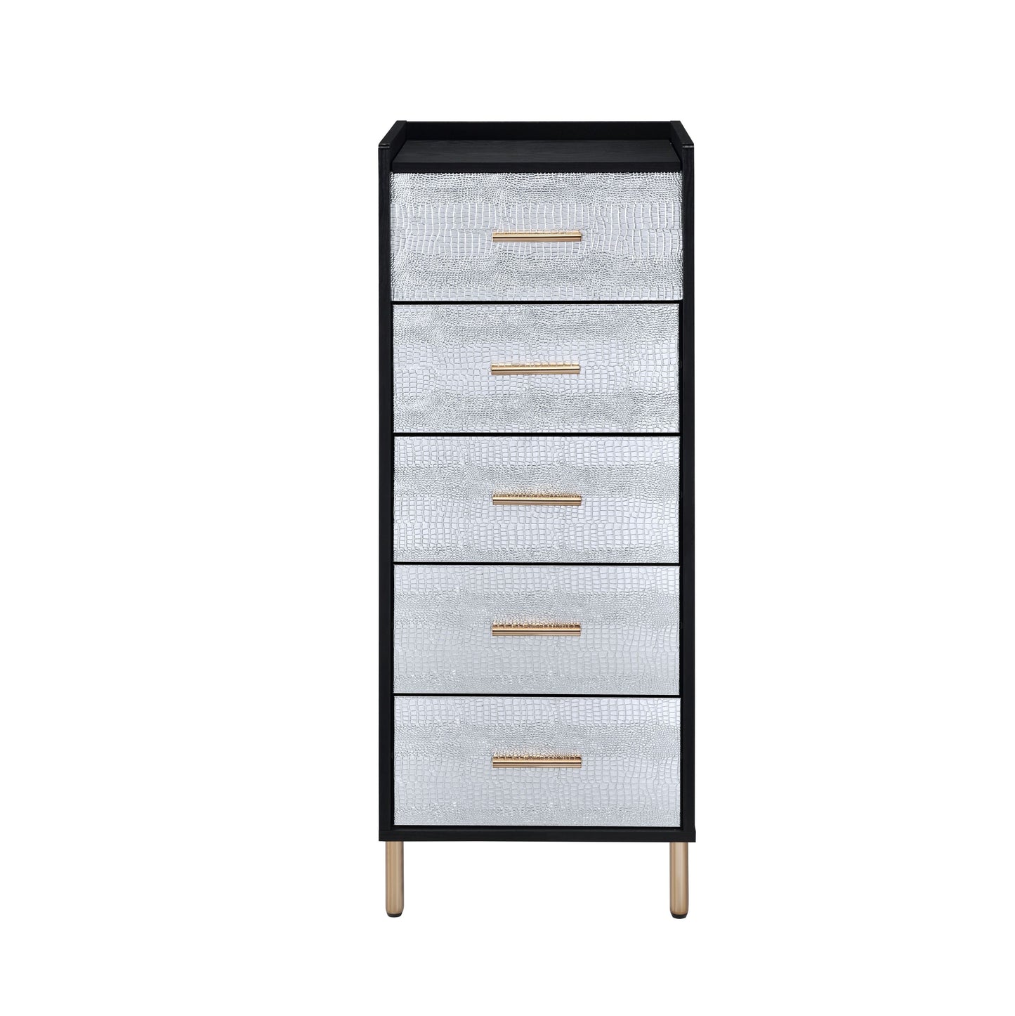 Black and Silver 4-drawer Jewelry Armoire with Lift-top