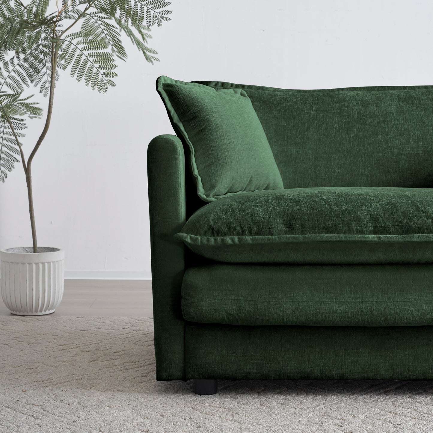 3 Piece Sofa Set Oversized Sofa Comfy Sofa Couch, 2 Pieces of 2 Seater and 1 Piece of 3 Seater Sofa  for Living Room, Deep Seat Sofa Green Chenille