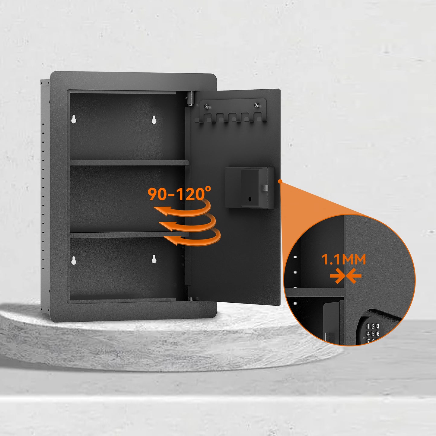 Wall Safes Between the Studs, Hidden Safe with Digital Keypad, Removable Shelves, In Wall Safe for Firearms, Gun, Valuables (Black)