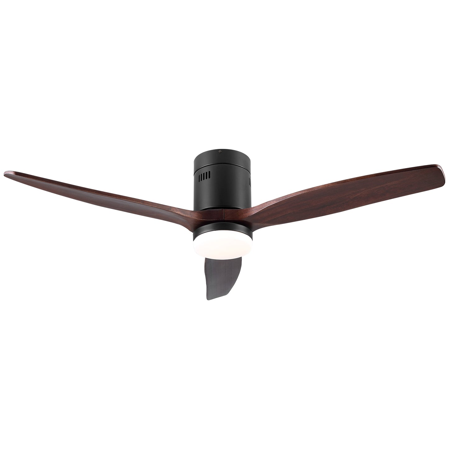 52 In.Intergrated LED Low Profile Ceiling Fan Lighting with Brown Solid Wood Blade