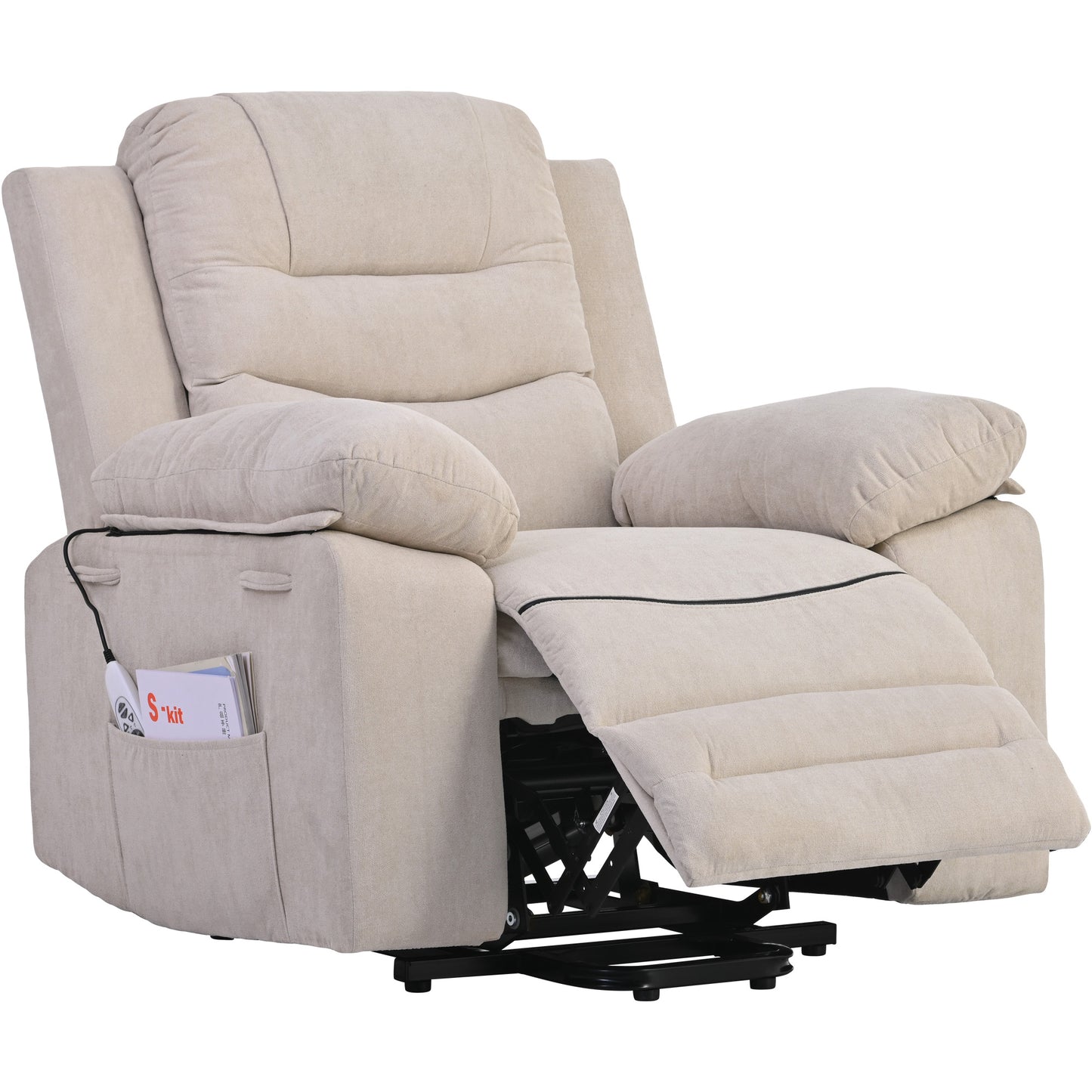 Massage Recliner,Power Lift Chair for Elderly with Adjustable Massage and Heating Function,Recliner Chair with Infinite Position and Side Pocket for Living Room ,Beige