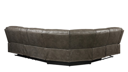 Tavin Taupe Faux Leather Manual Recliner Sectional Sofa w/ Cupholder Console