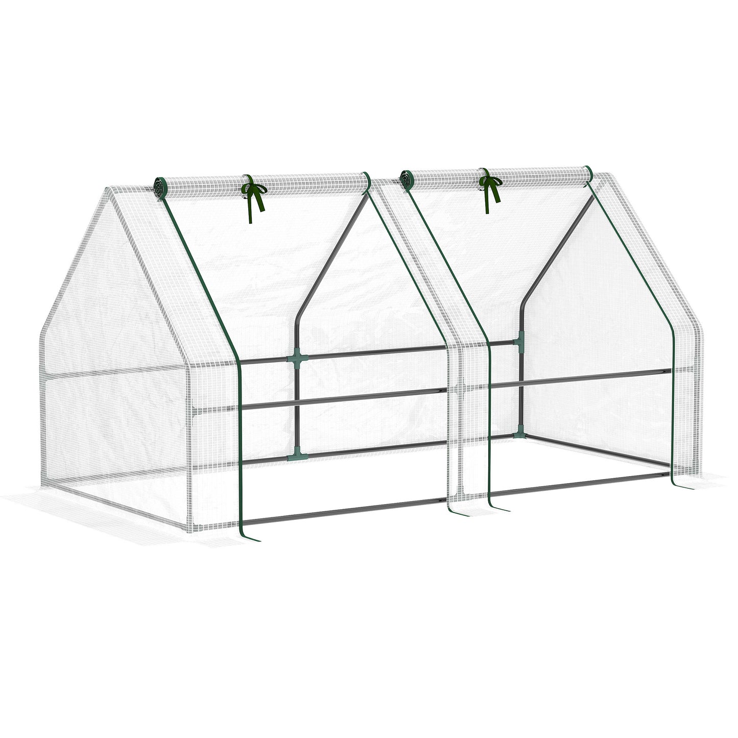 Outsunny 6' x 3' x 3' Portable Mini Greenhouse Outdoor Garden with Large Zipper Doors and Water/UV PE Cover, White