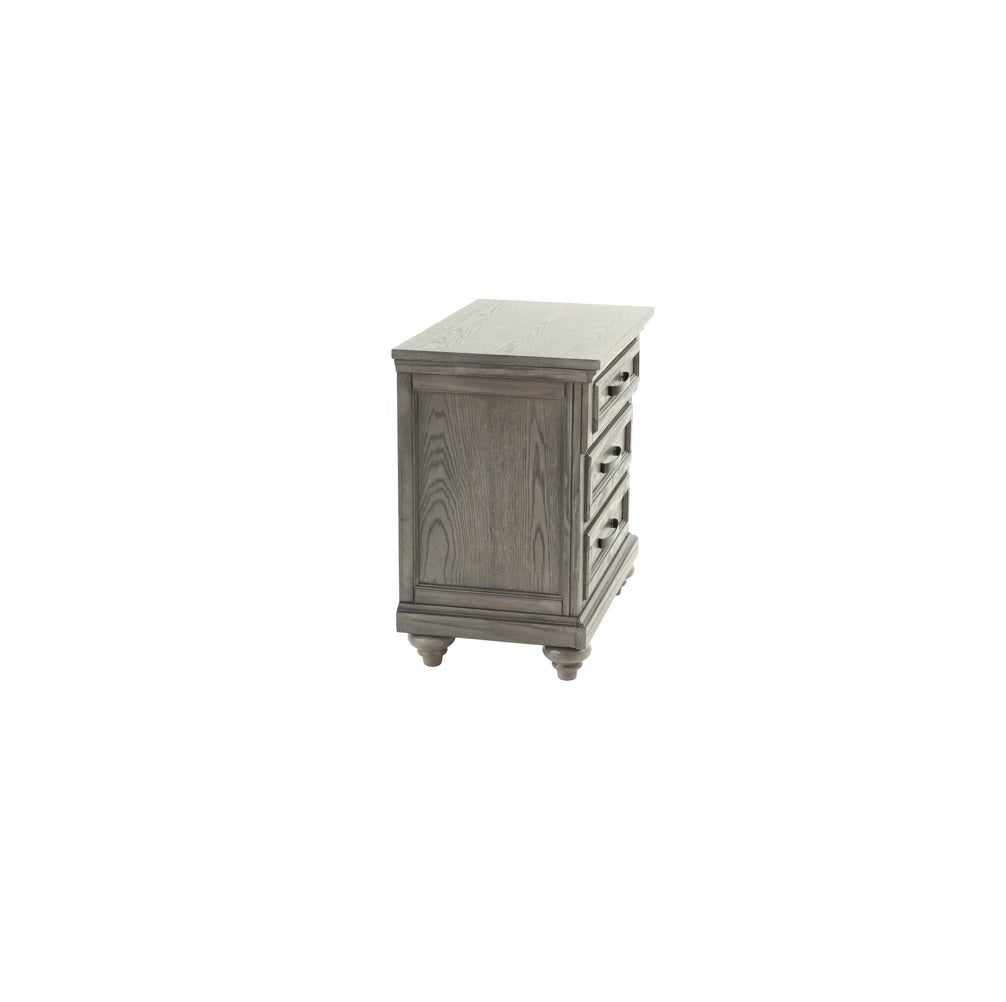 Contemporary Modern Look Antique Gray Oak Finish 1pc Nightstand Storage Space Bedside Table Oak Veneer Bedroom Furniture