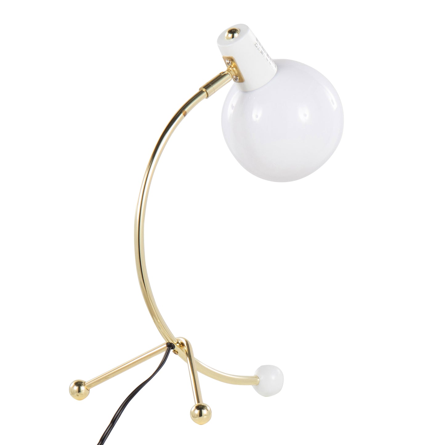 Eileen Contemporary Task Lamp in Gold Metal and White Plastic Shade by LumiSource